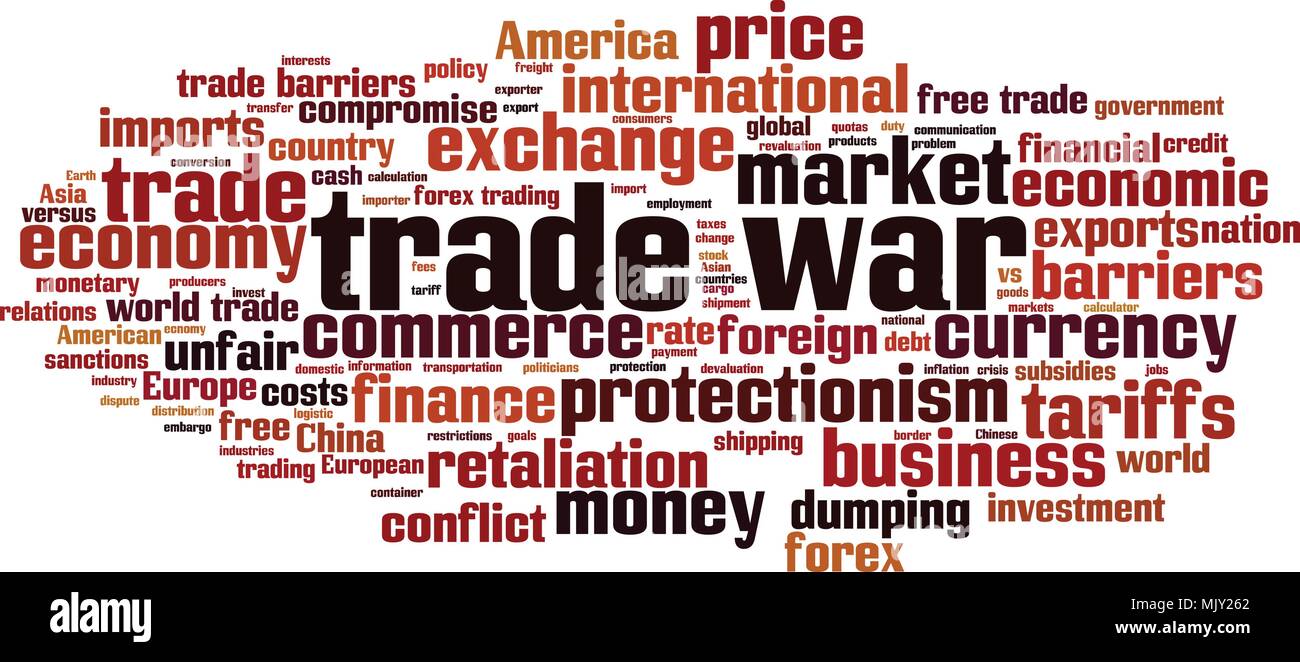 Trade war word cloud concept. Vector illustration Stock Vector