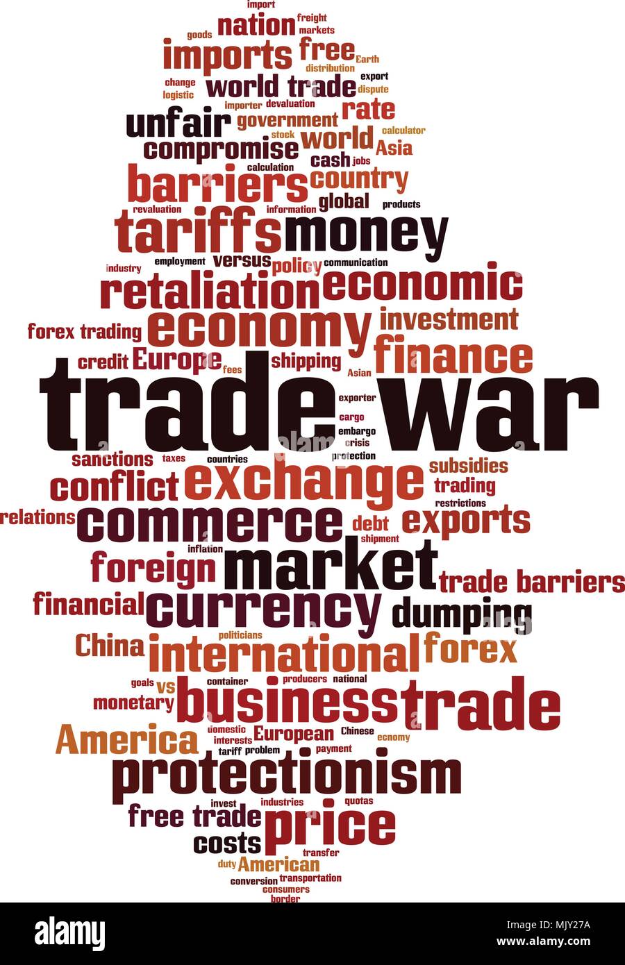 Trade war word cloud concept. Vector illustration Stock Vector