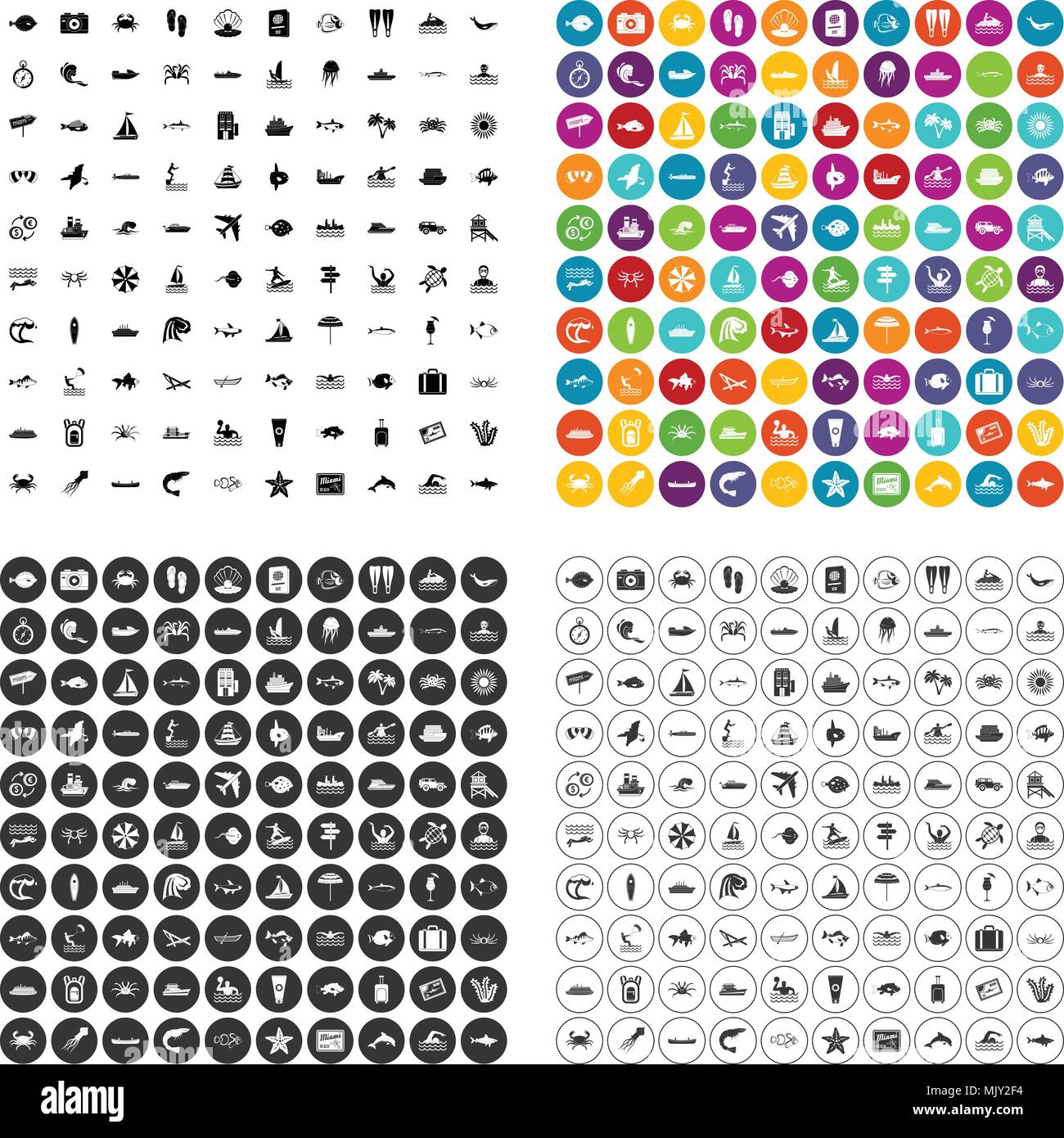 100 ocean icons set vector variant Stock Vector Image & Art - Alamy