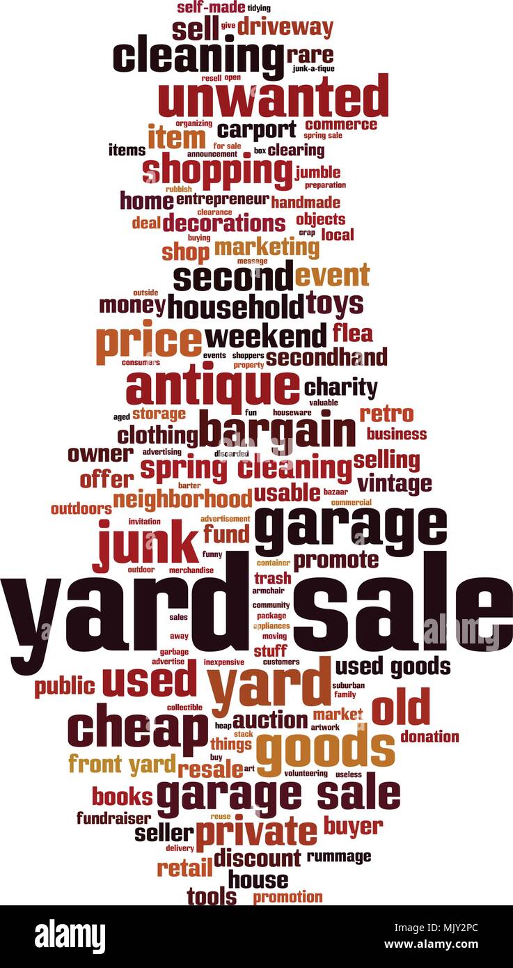 Yard sale word cloud concept. Vector illustration Stock Vector