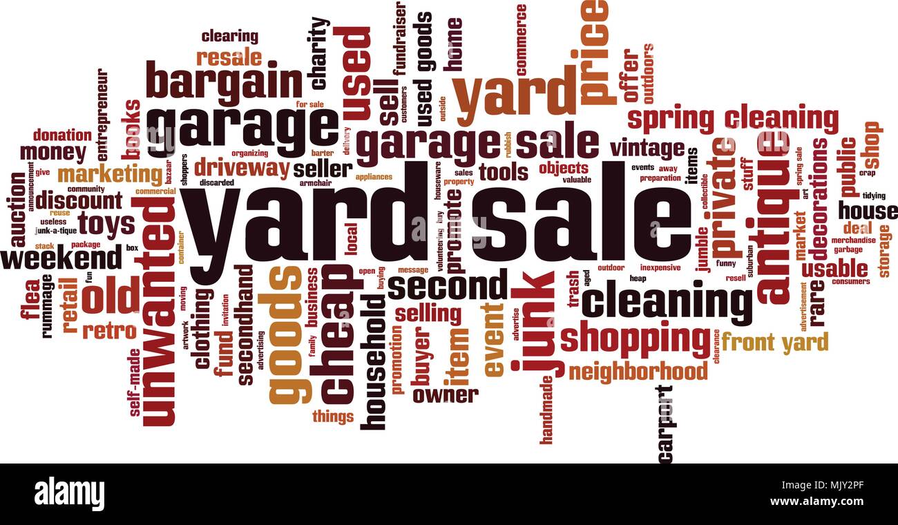 Yard sale word cloud concept. Vector illustration Stock Vector