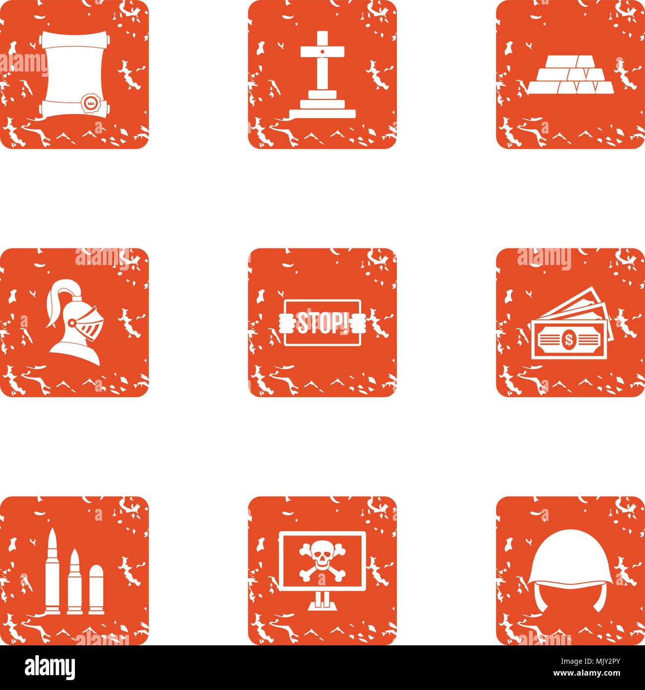 Challenge icons set, grunge style Stock Vector