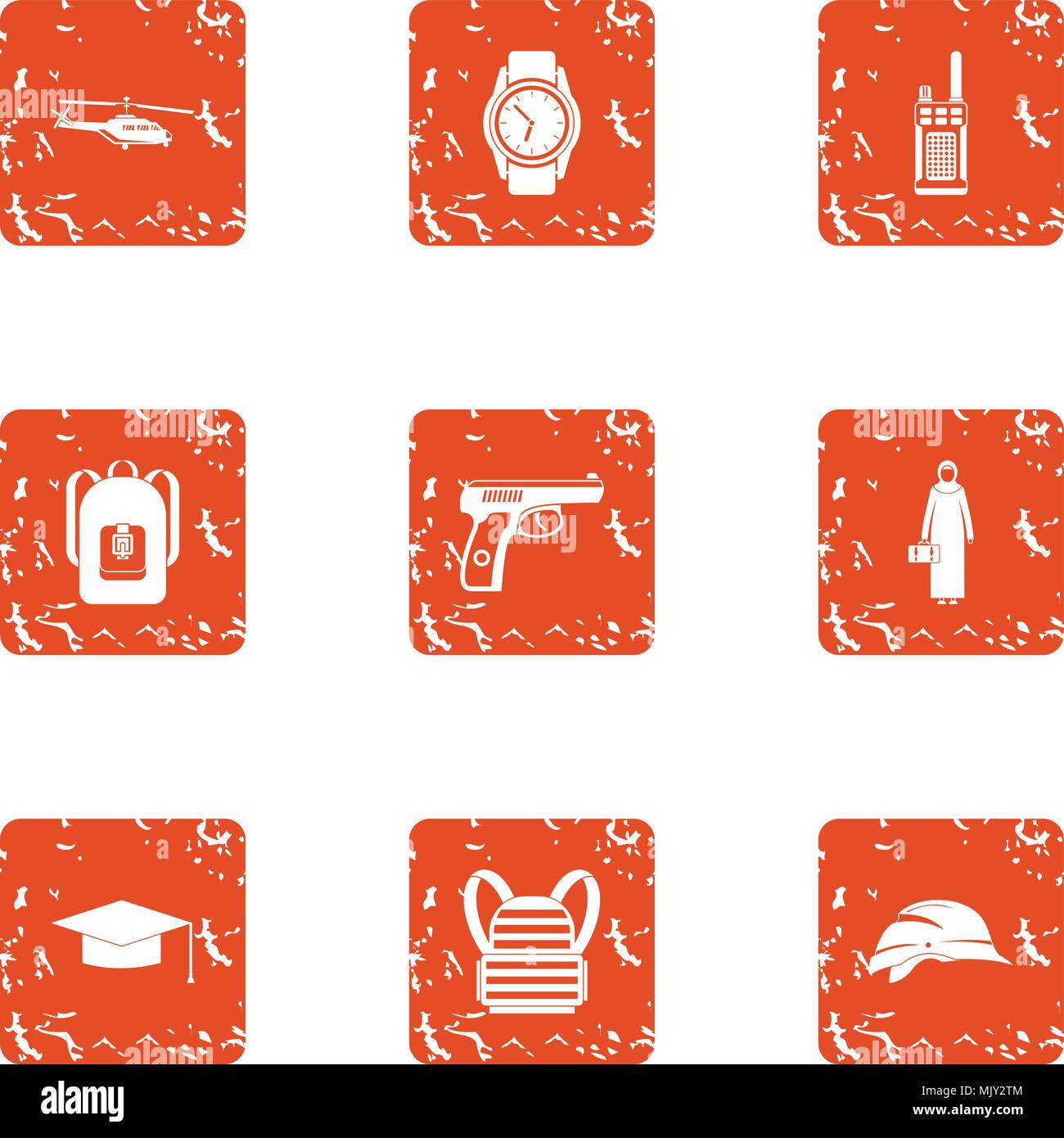 Crime challenge icons set, grunge style Stock Vector