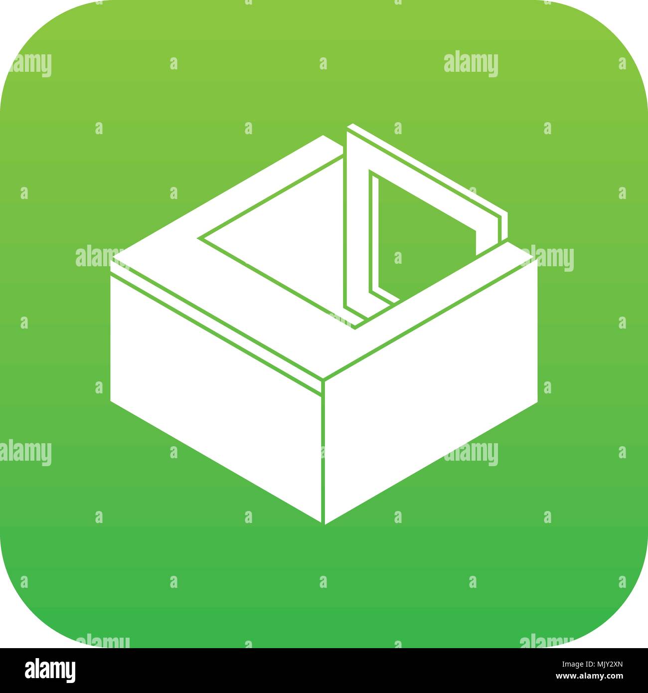 Basement window frame icon green vector Stock Vector