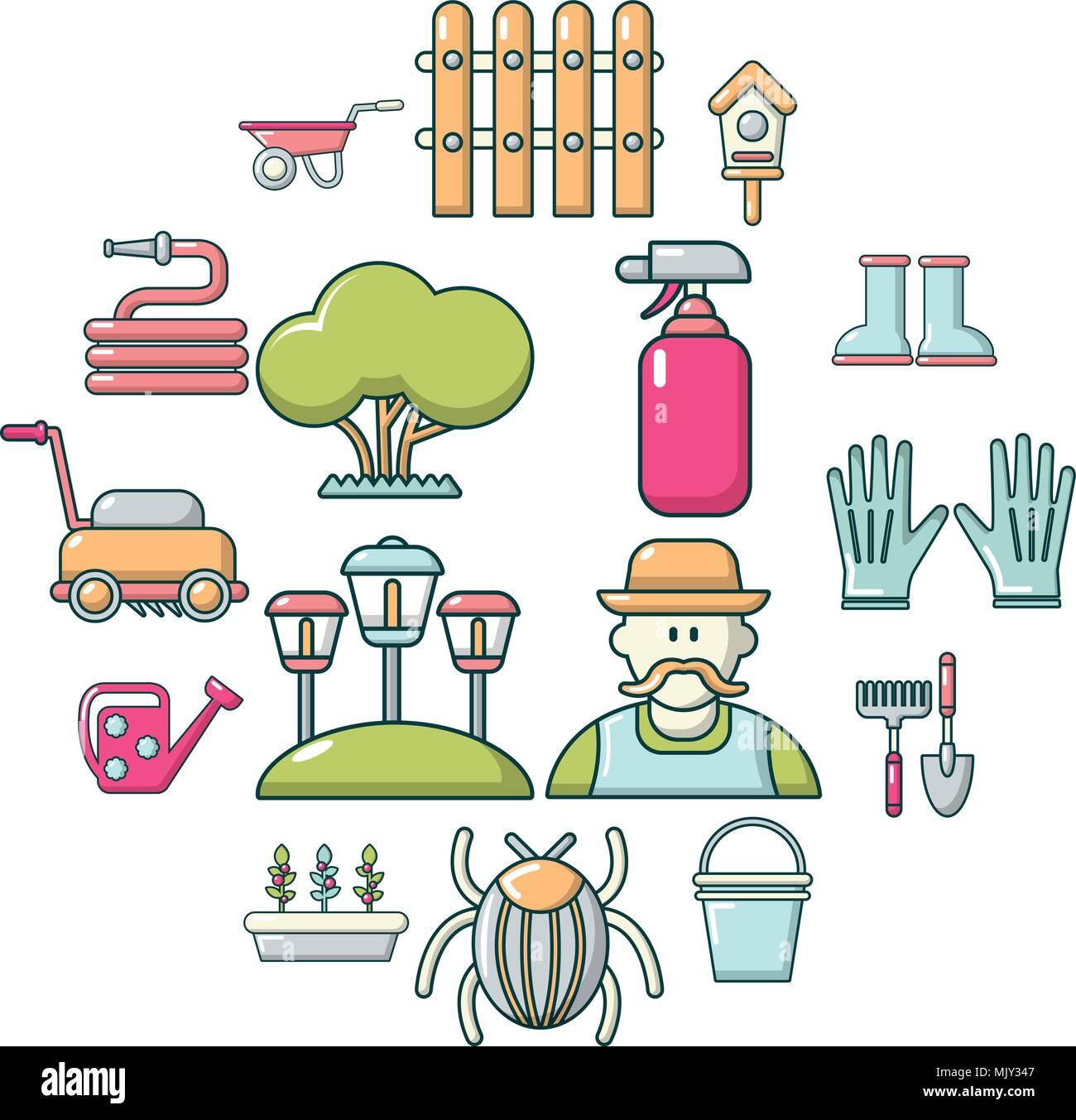 Gardener icons set, cartoon style Stock Vector Image & Art - Alamy