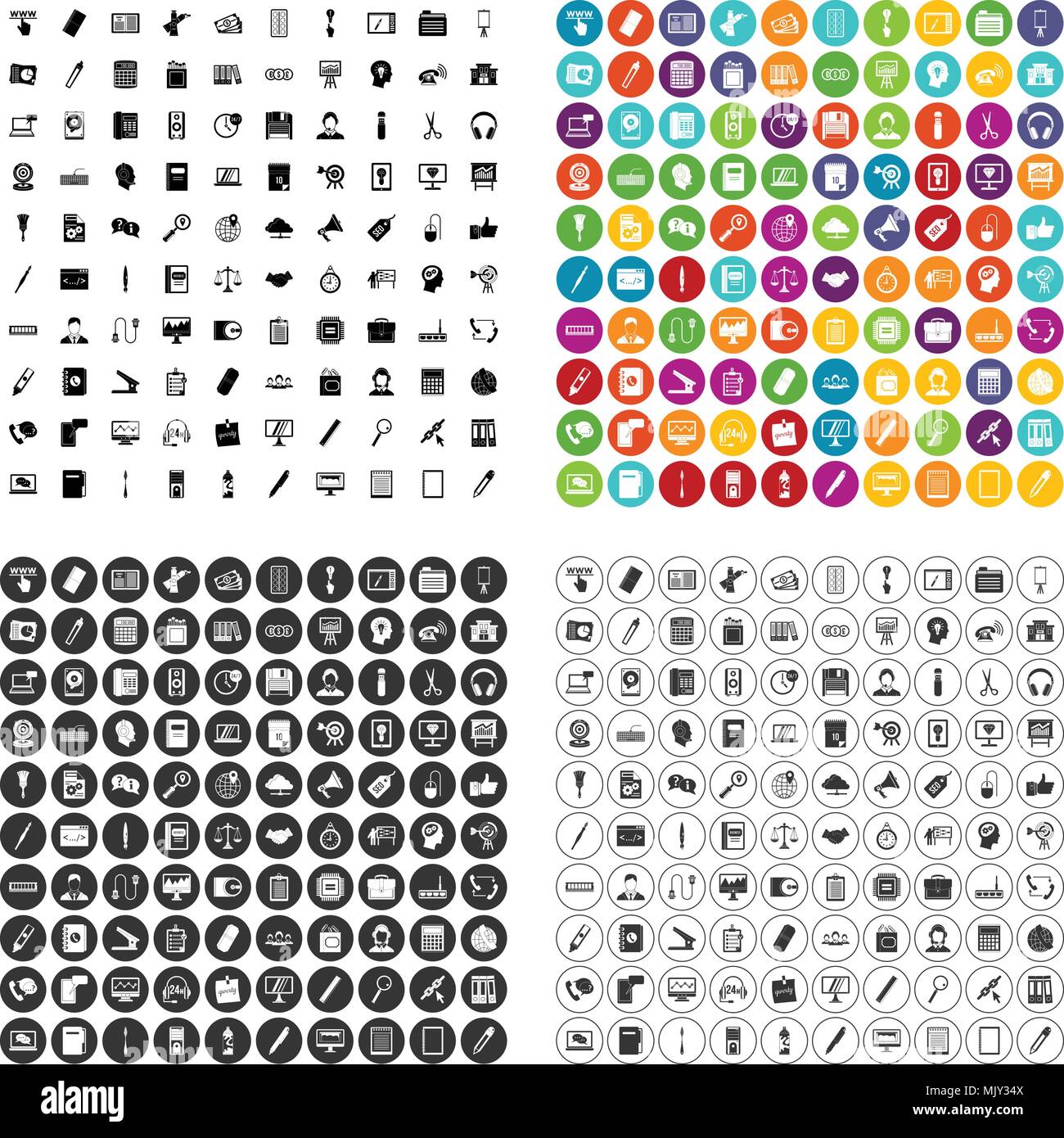 100 office work icons set vector variant Stock Vector Image & Art - Alamy