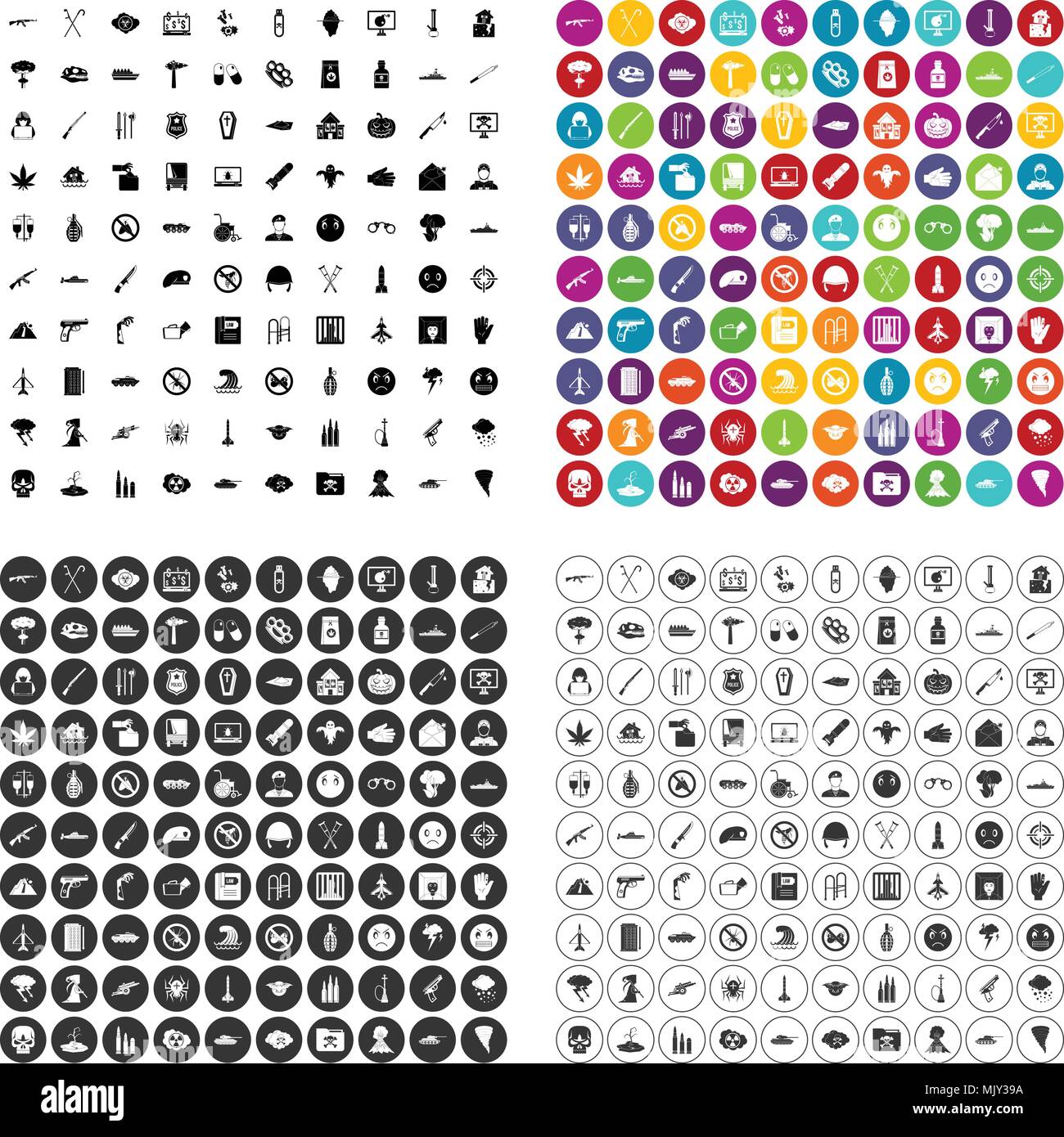 100 oppression icons set vector variant Stock Vector Image & Art - Alamy