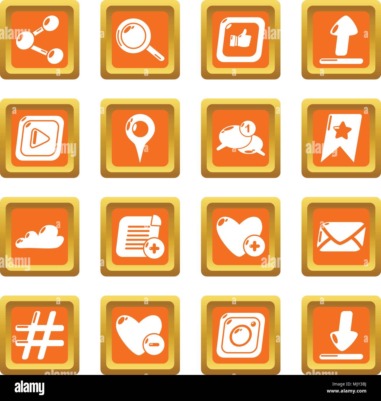 Social network icons set orange square vector Stock Vector Image & Art ...