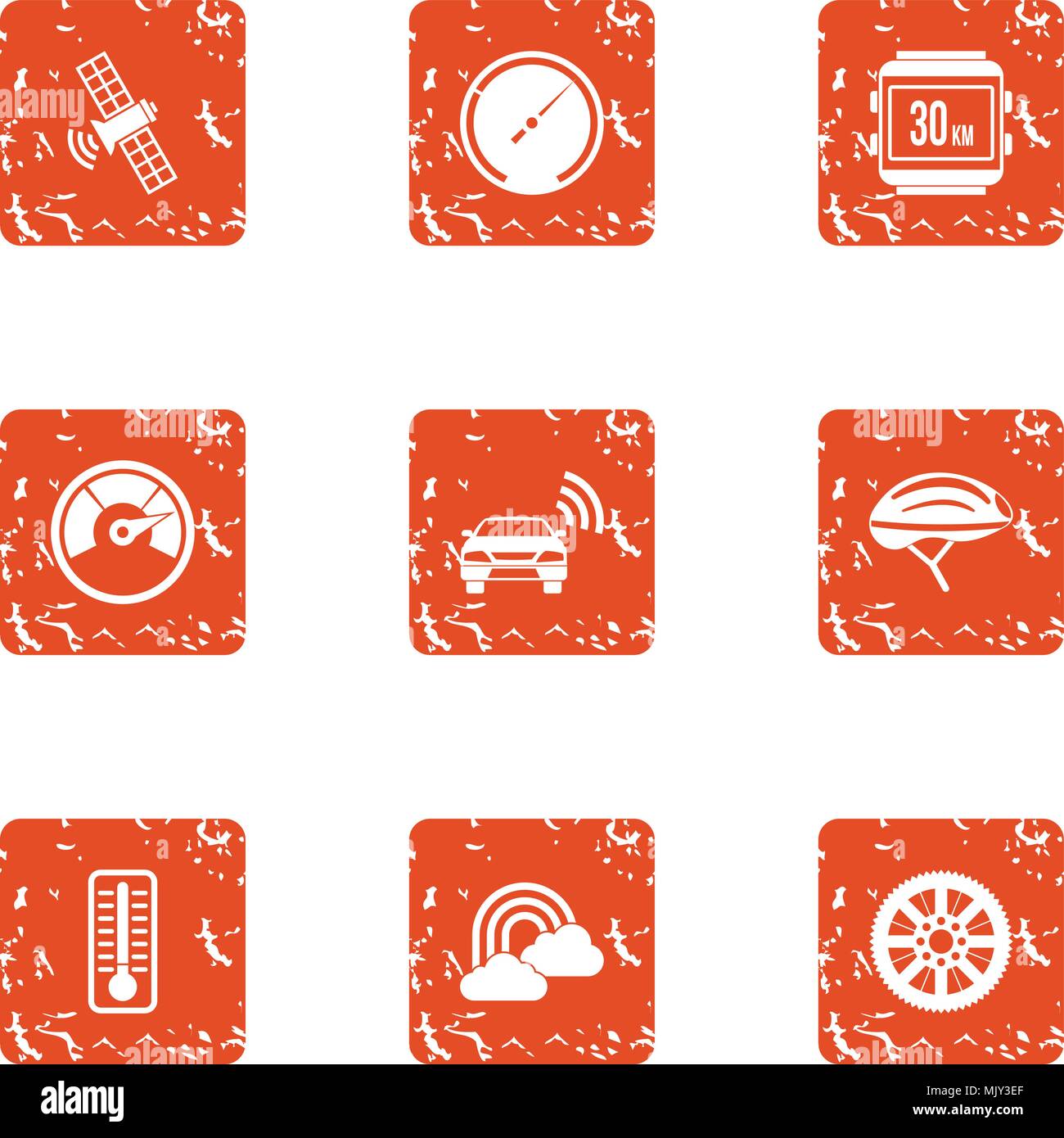 Cosmic wireless icons set, grunge style Stock Vector