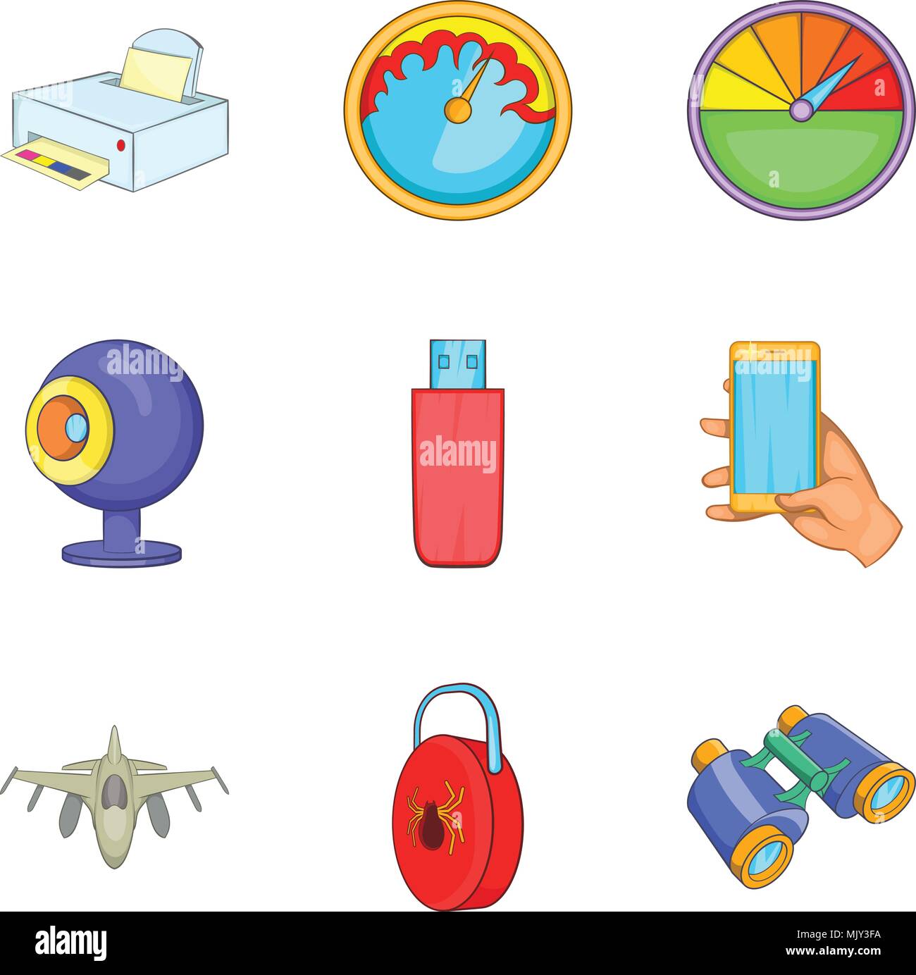 Cordless technology icons set, cartoon style Stock Vector