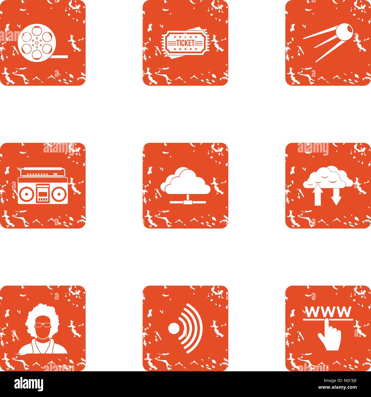 Wirelessly icons set, grunge style Stock Vector