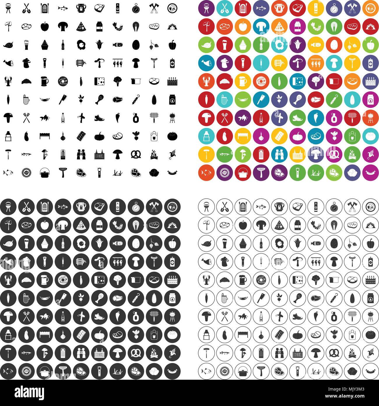 100 barbecue icons set vector variant Stock Vector Image & Art - Alamy