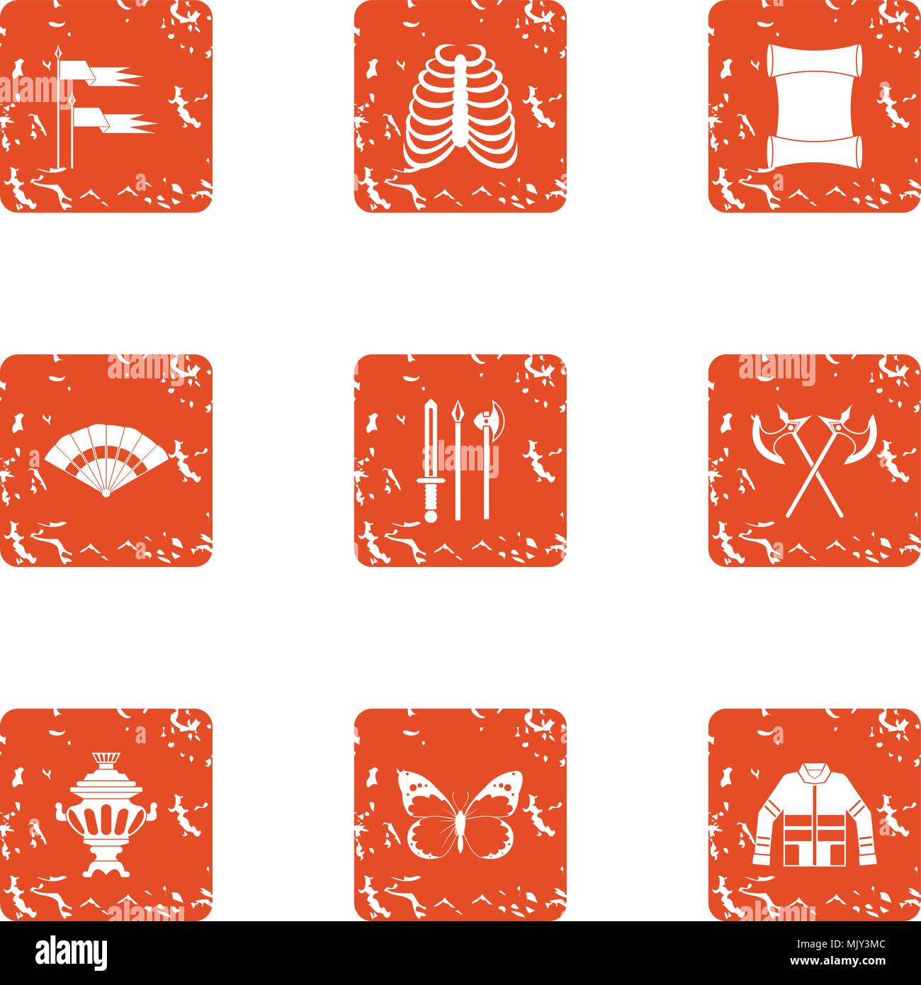 Medieval war icons set, grunge style Stock Vector Image & Art - Alamy