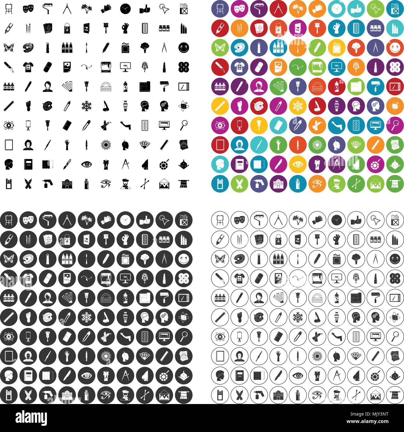 100 paint icons set vector variant Stock Vector Image & Art - Alamy