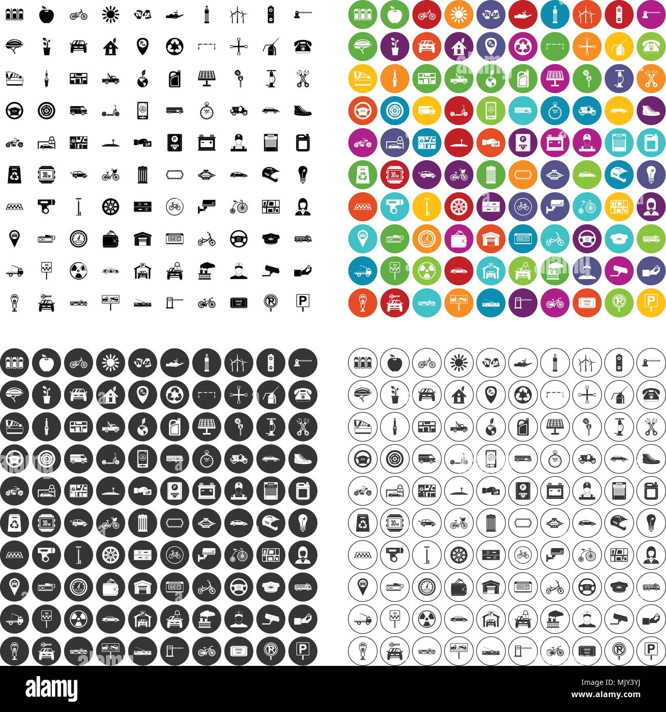 100 parking icons set vector variant Stock Vector Image & Art - Alamy