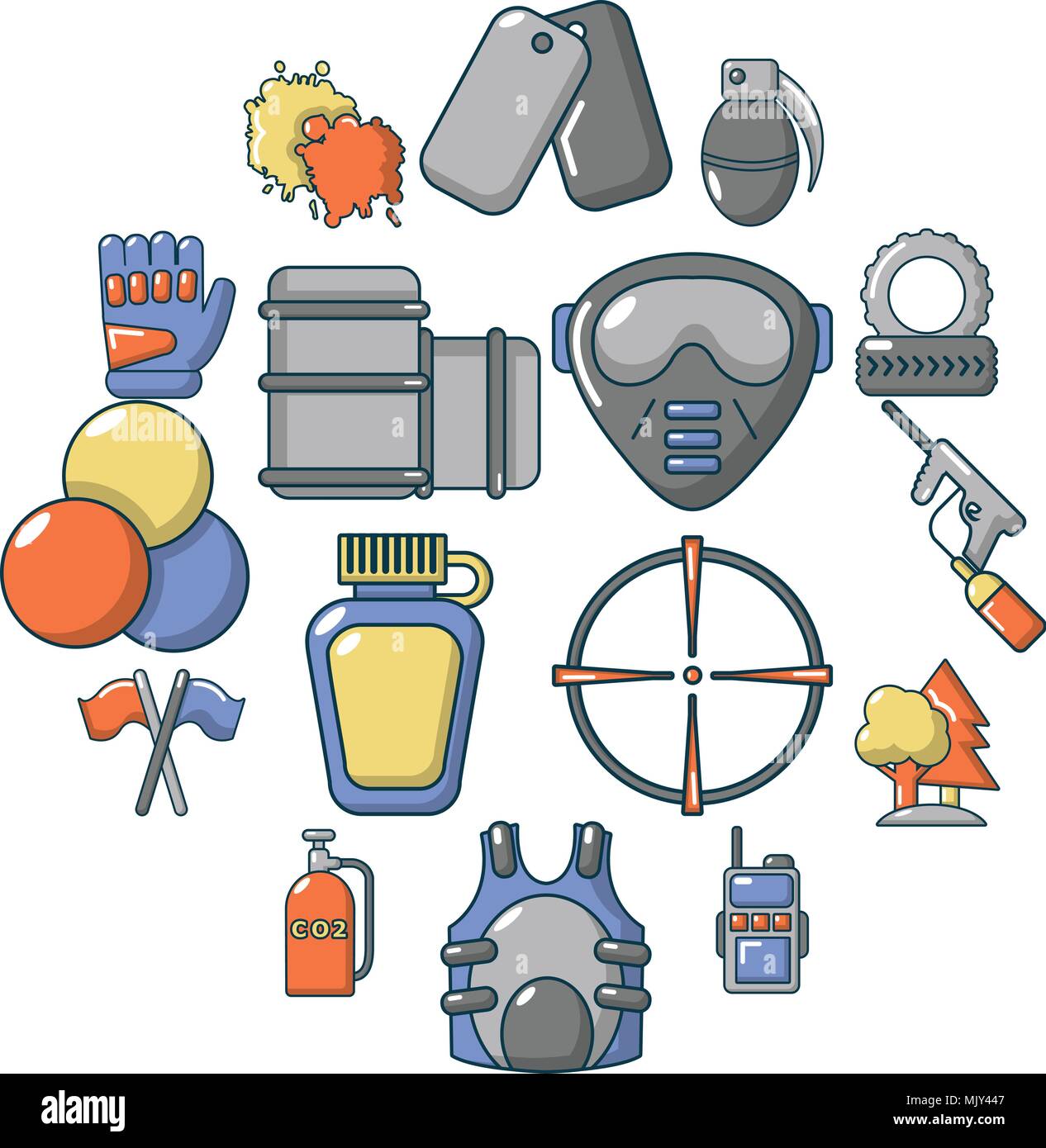 Paintball icons set, cartoon style Stock Vector Image & Art Alamy