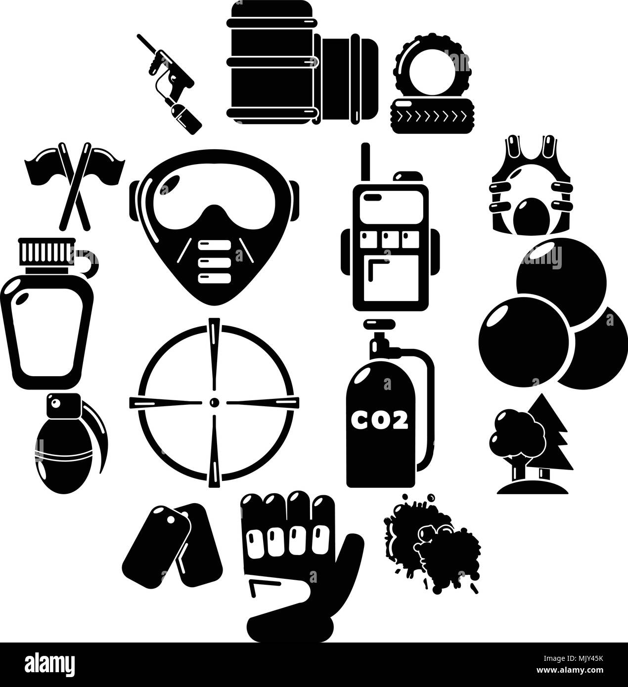 Paintball icons set, simple style Stock Vector Image & Art - Alamy