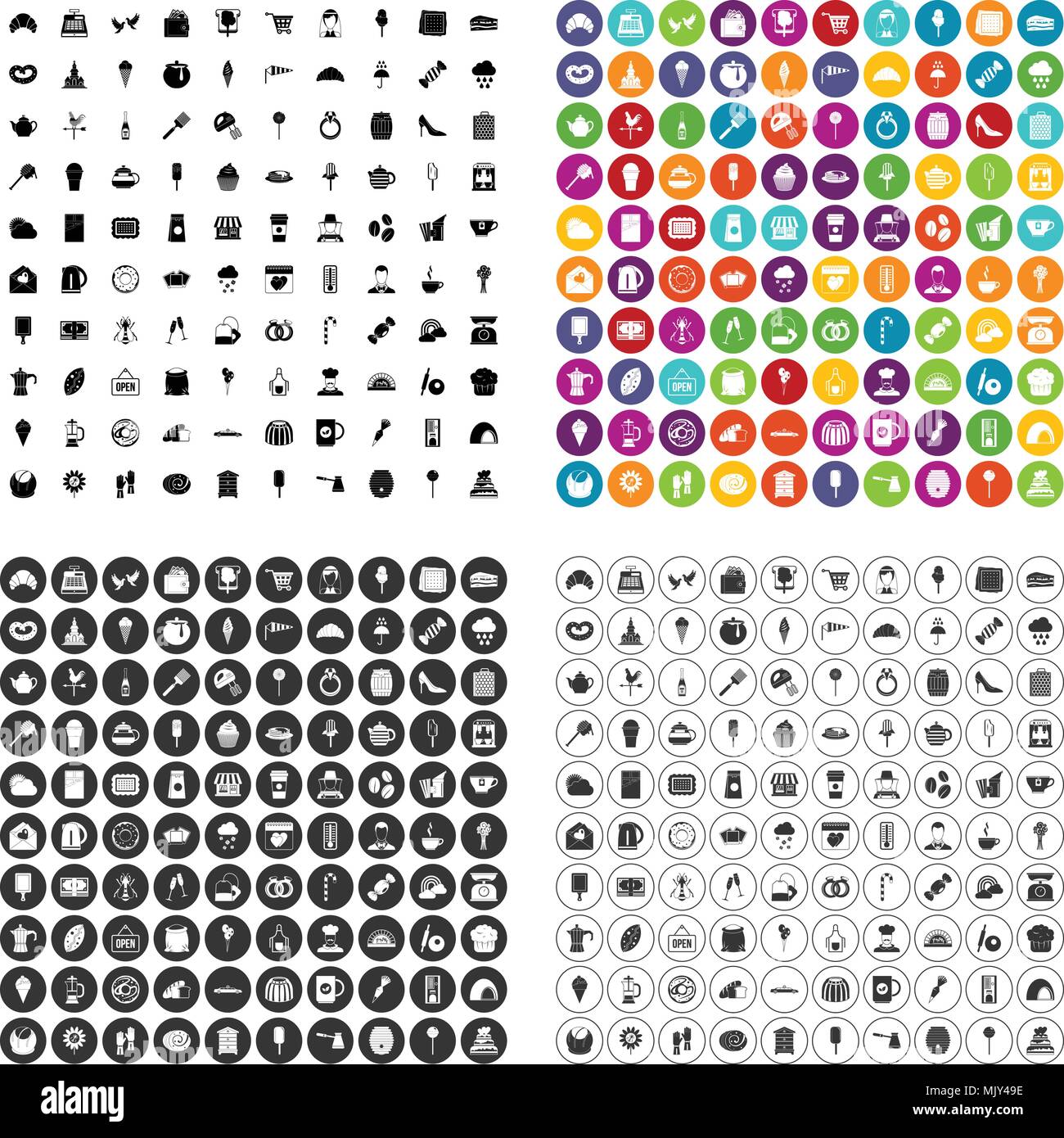 100 patisserie icons set vector variant Stock Vector Image & Art - Alamy