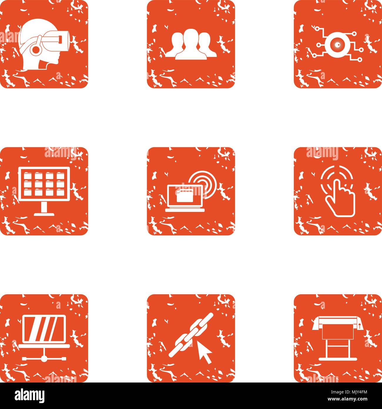 High adaptability icons set, grunge style Stock Vector