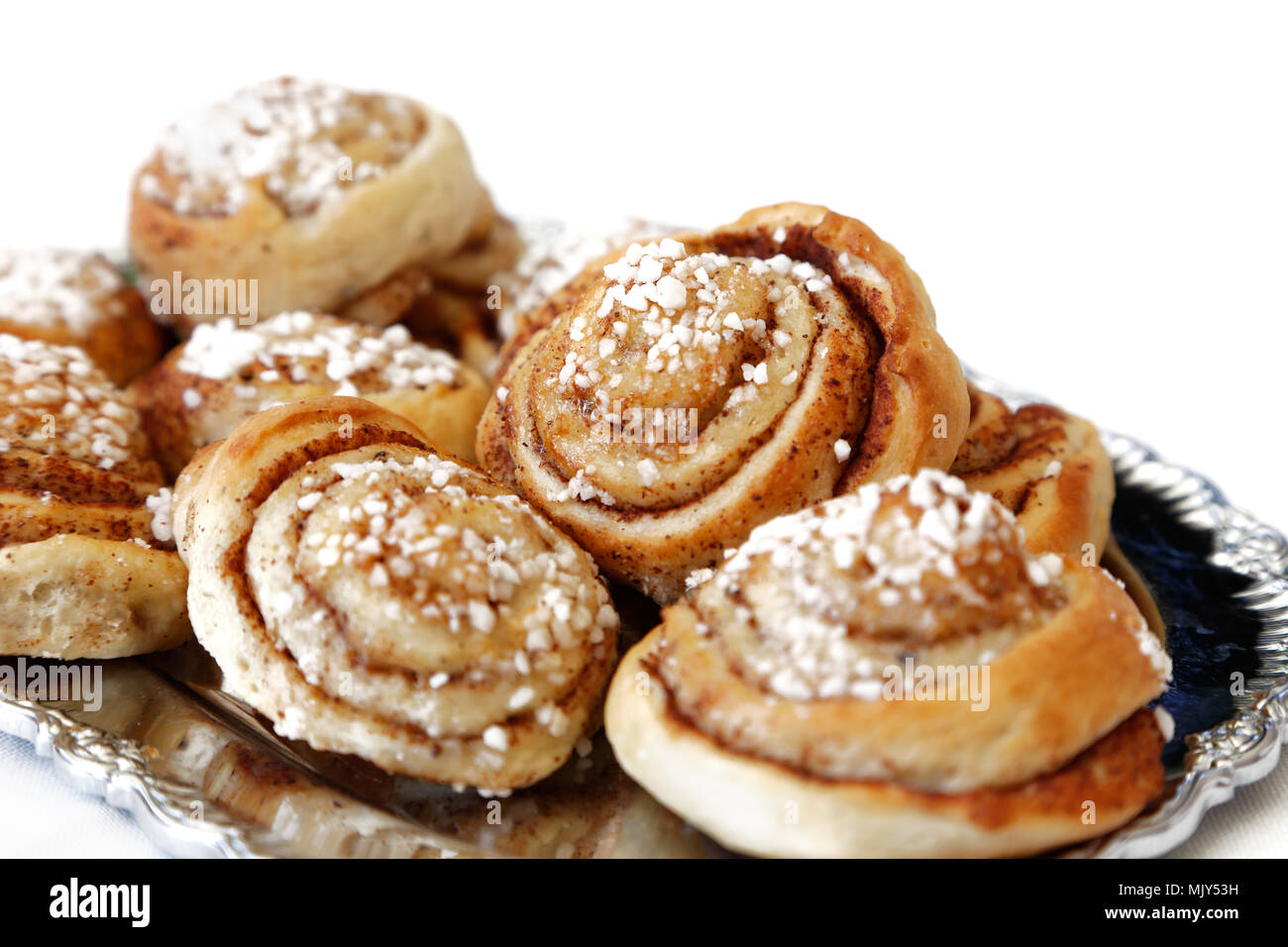Cinnamon buns on a plate Stock Photo