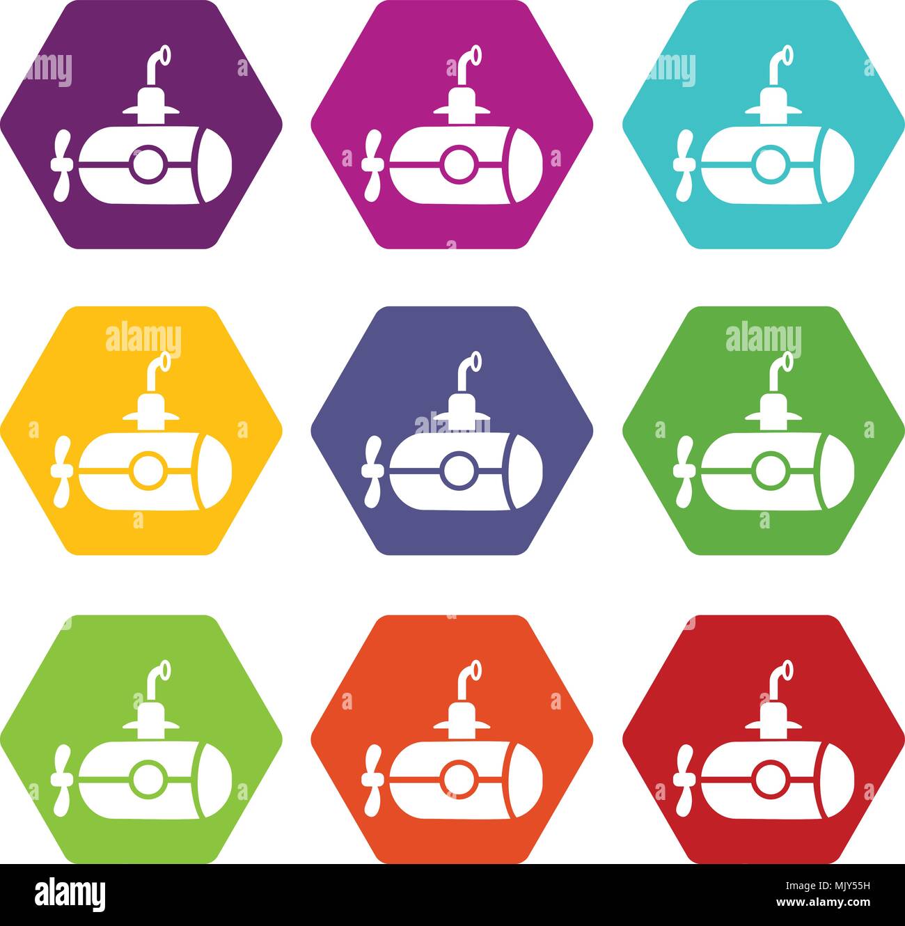 Bathyscaphe with screw icons set 9 vector Stock Vector Image & Art - Alamy