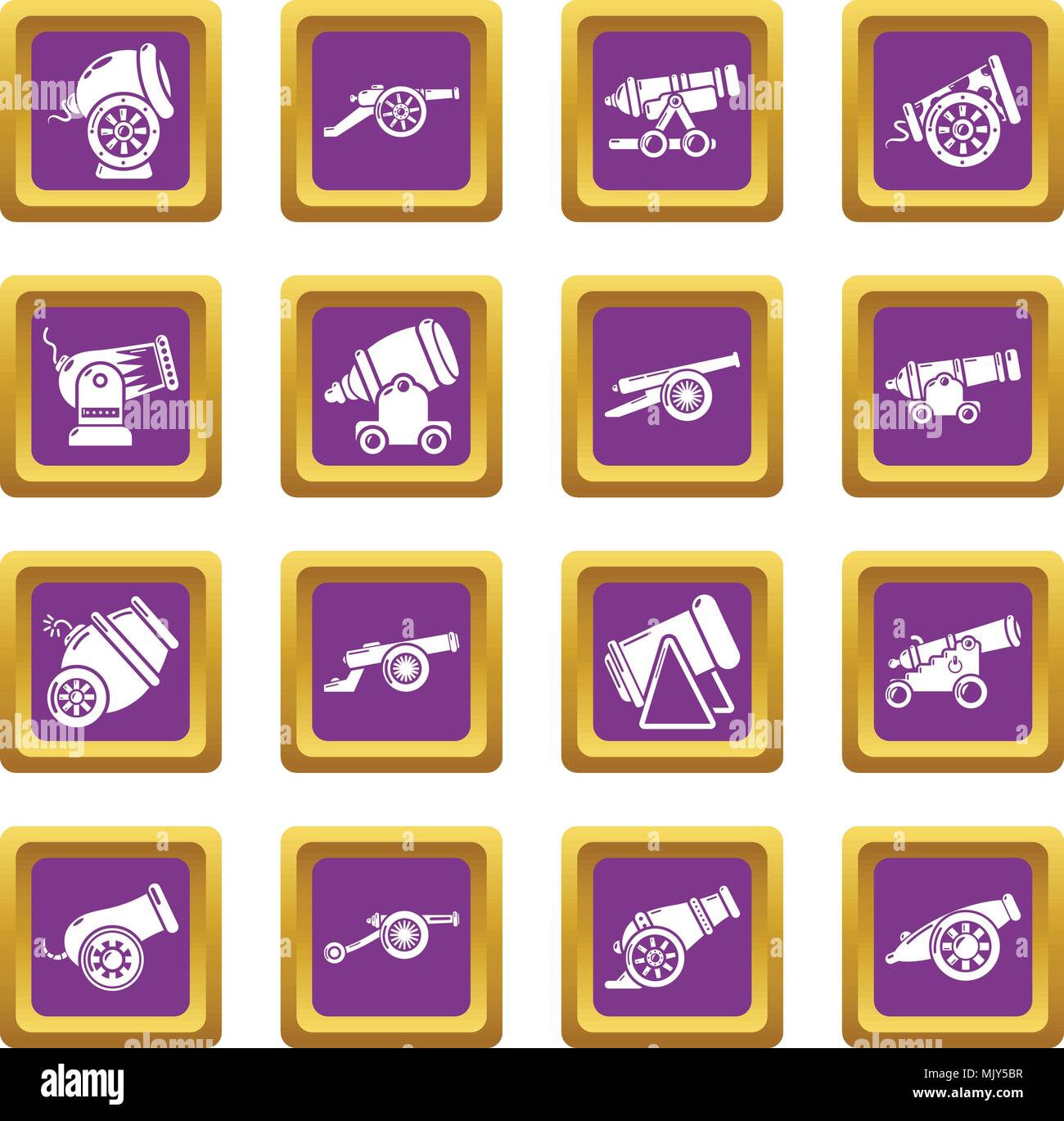 Cannon retro icons set purple square vector Stock Vector Image & Art ...