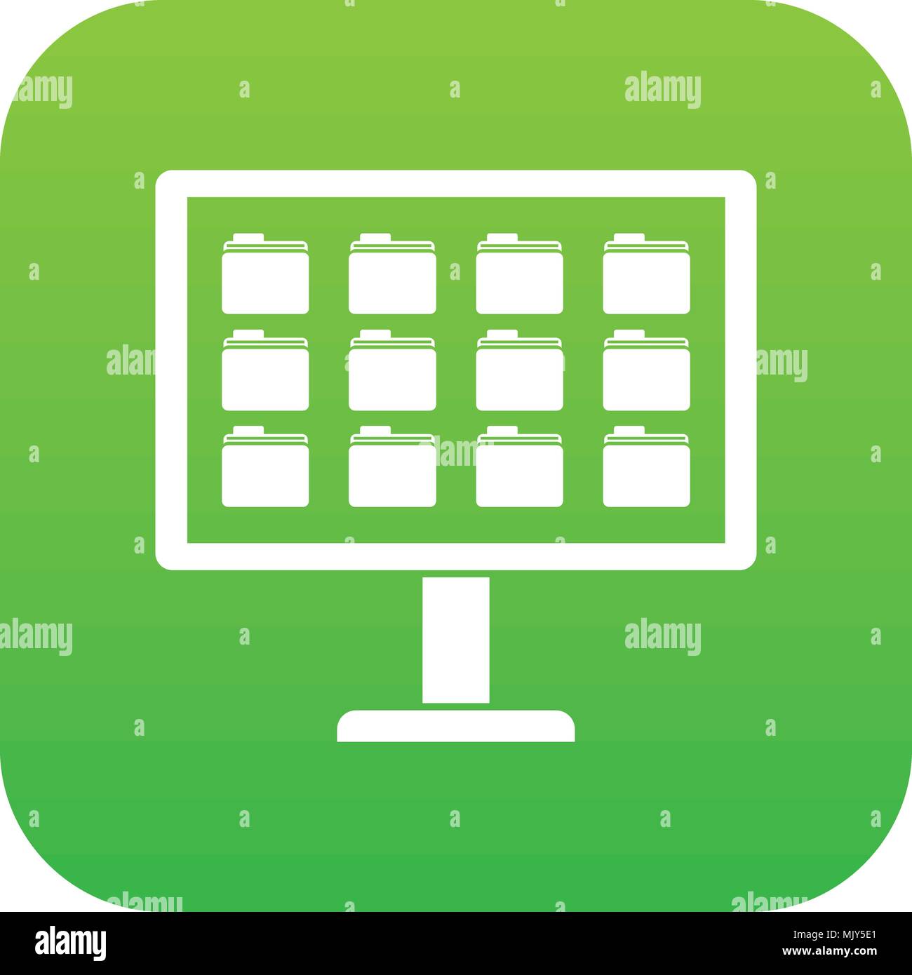 Desktop of computer with folders icon digital green Stock Vector Image ...