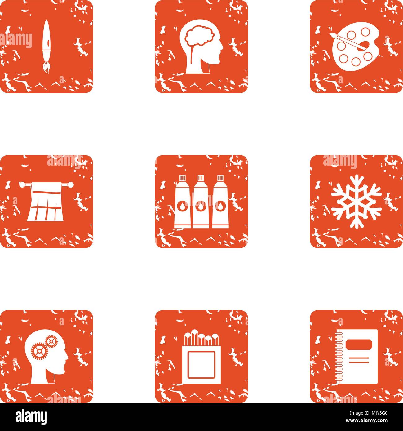 Drawing level icons set, grunge style Stock Vector