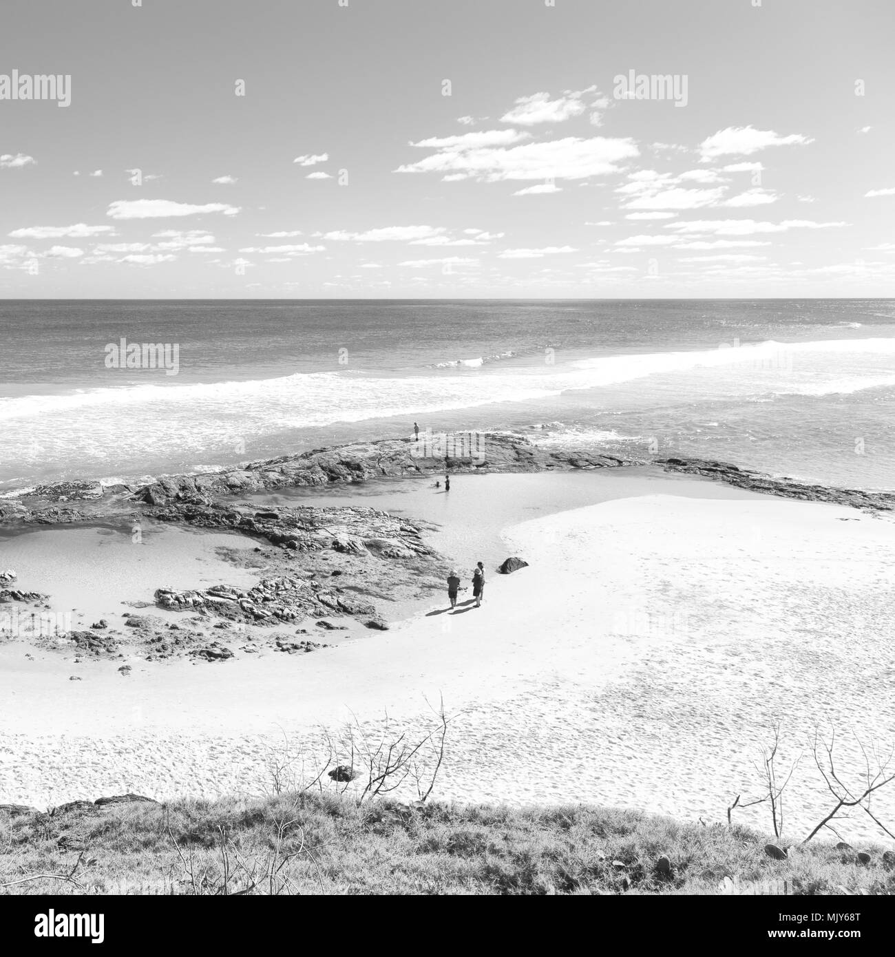 in  australia fraser island the beach near the rocks in the  wave of ocean Stock Photo