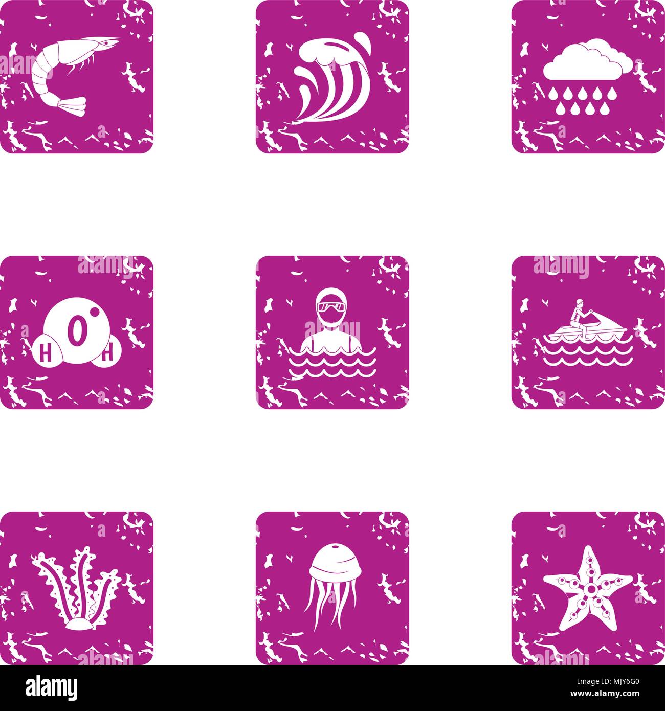 Weather in the sea icons set, grunge style Stock Vector Image & Art - Alamy