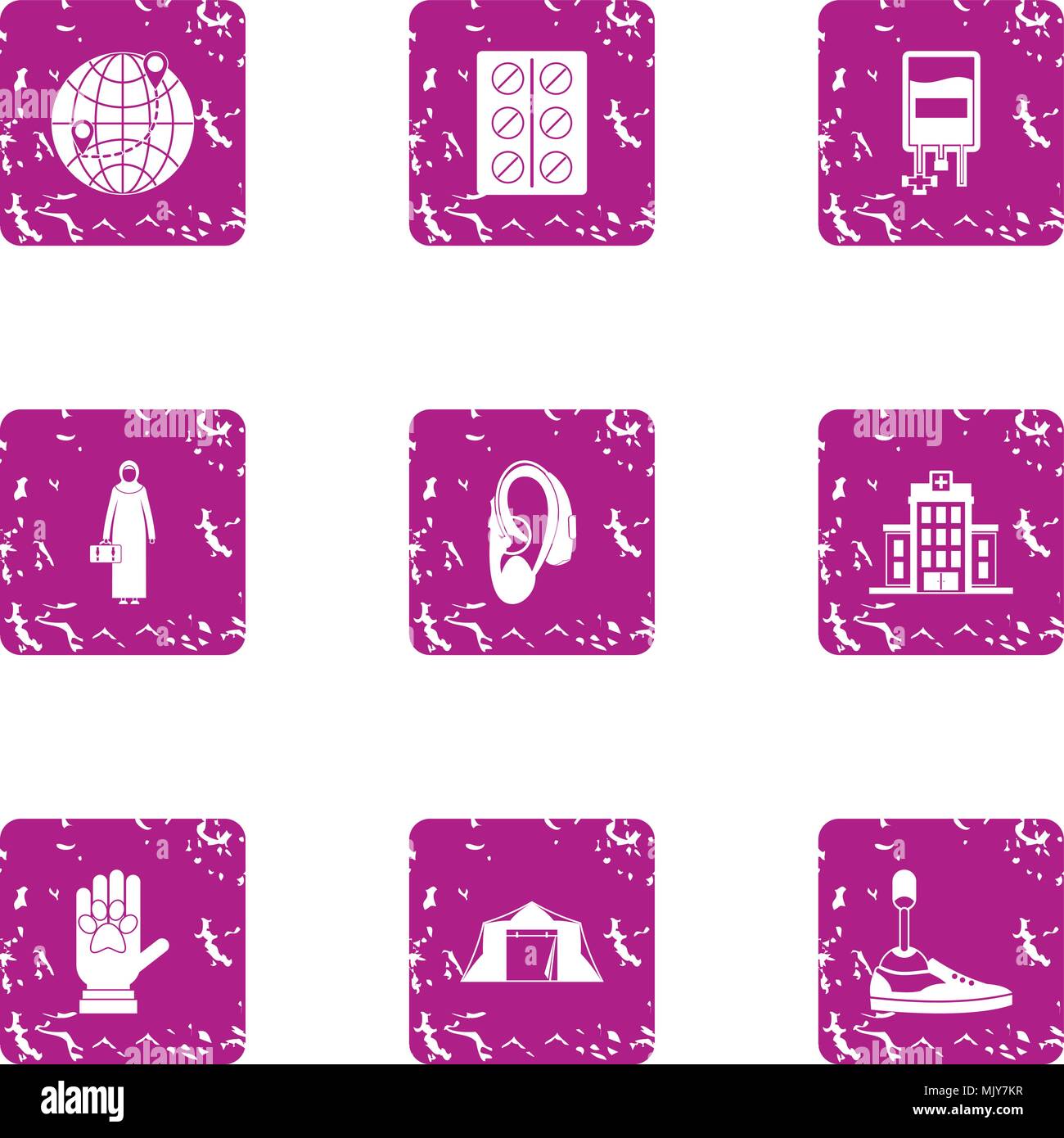 Replacement icons set, grunge style Stock Vector