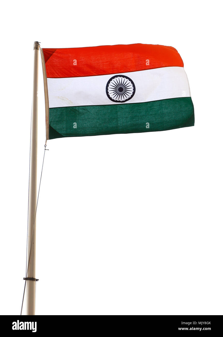 Indian flag and mast isolated on white background Stock Photo - Alamy