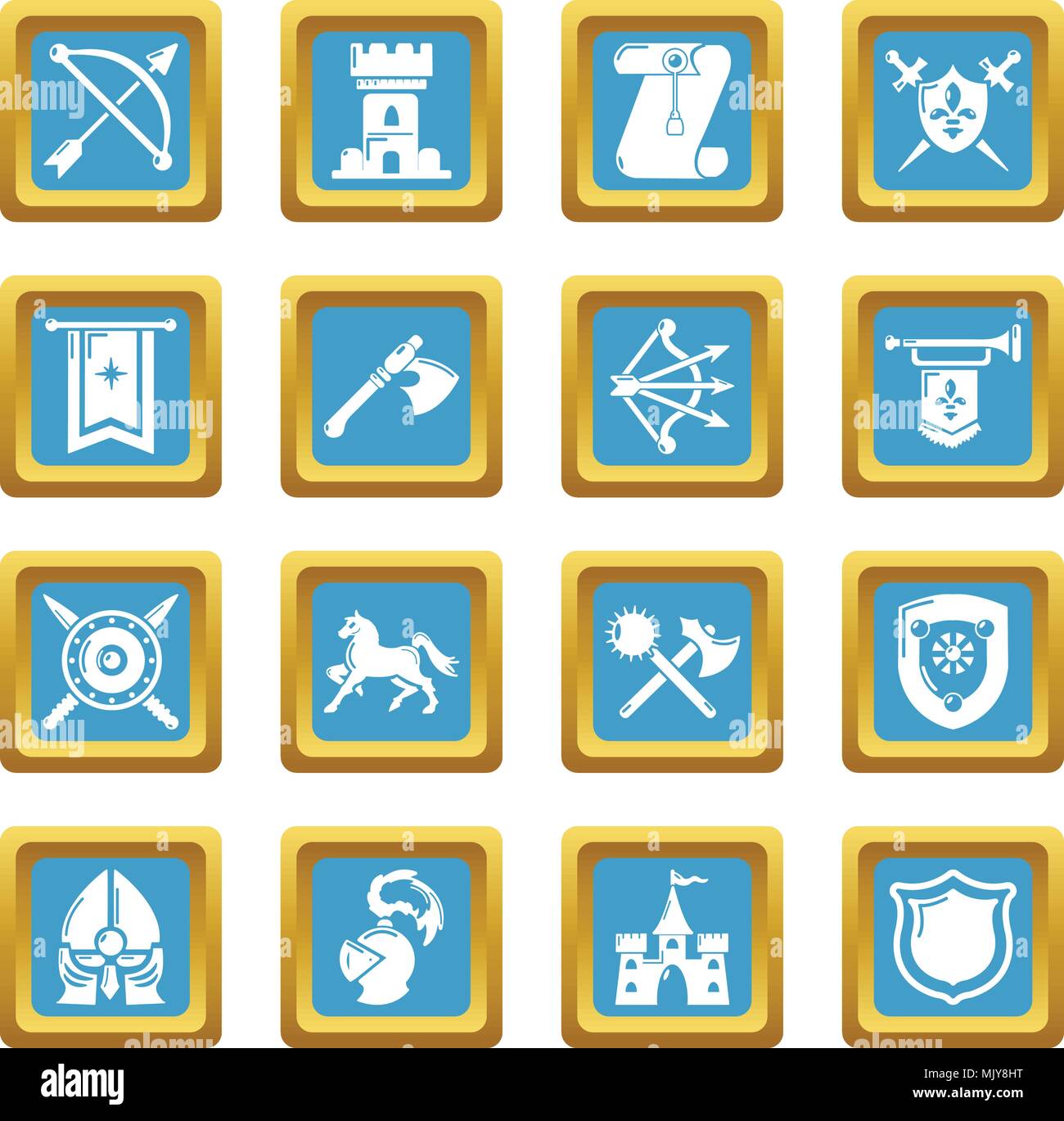 Knight medieval icons set sapphirine square vector Stock Vector Image ...