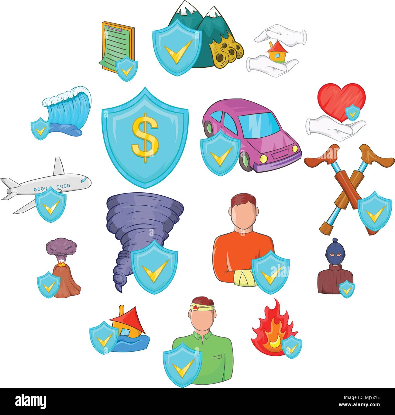 Insurance icons set, cartoon style Stock Vector Image & Art - Alamy