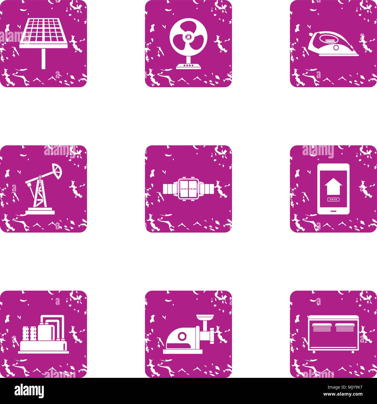 Technological business icons set, grunge style Stock Vector Image & Art ...