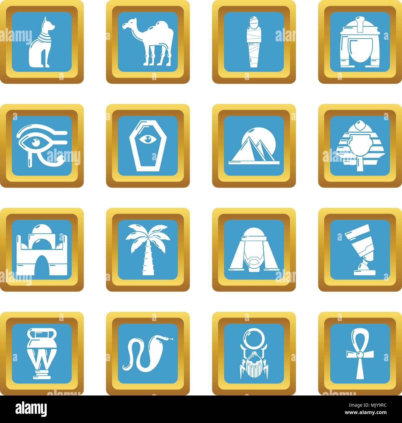 Egypt travel icons set sapphirine square vector Stock Vector Image ...