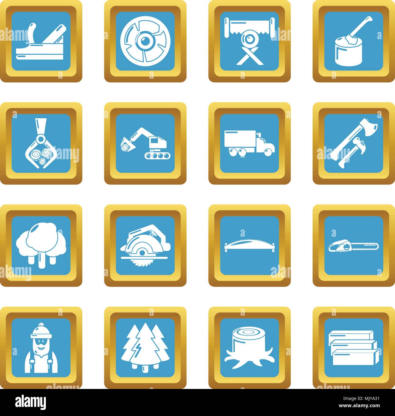 Timber industry icons set sapphirine square vector Stock Vector Image ...