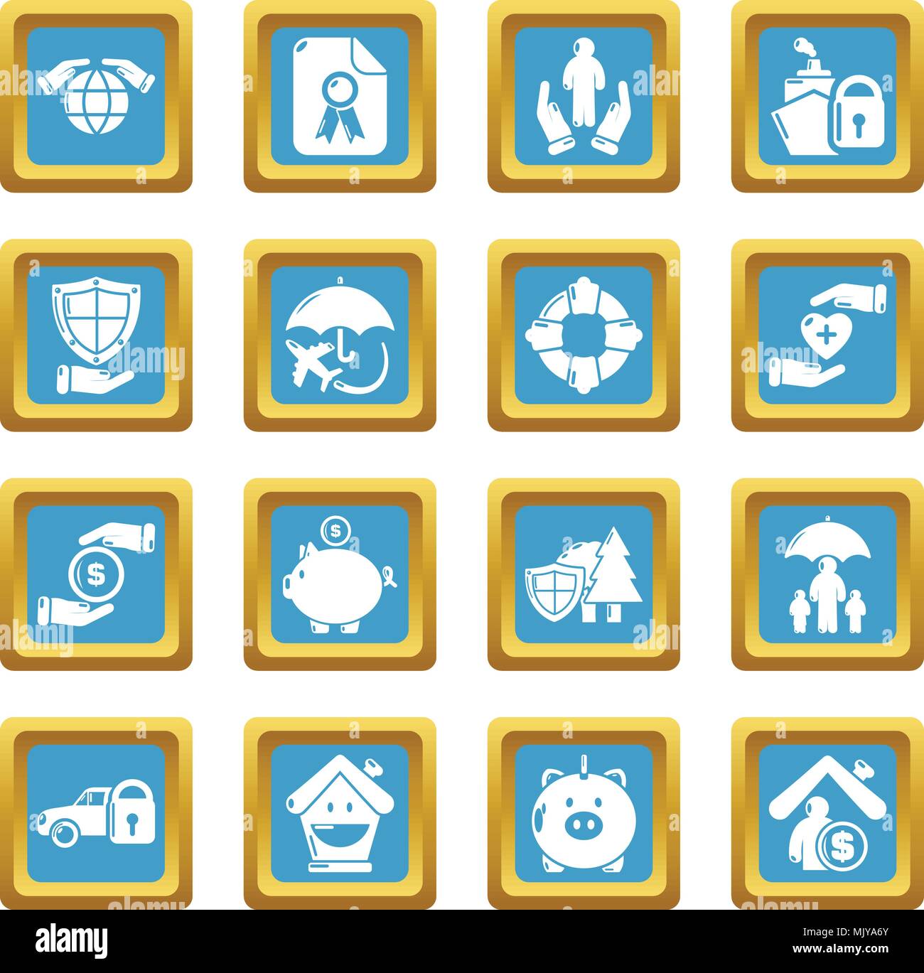 Insurance icons set sapphirine square vector Stock Vector Image & Art ...