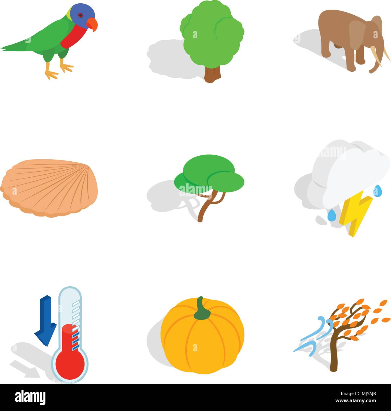 Menagerie icons set, isometric style Stock Vector