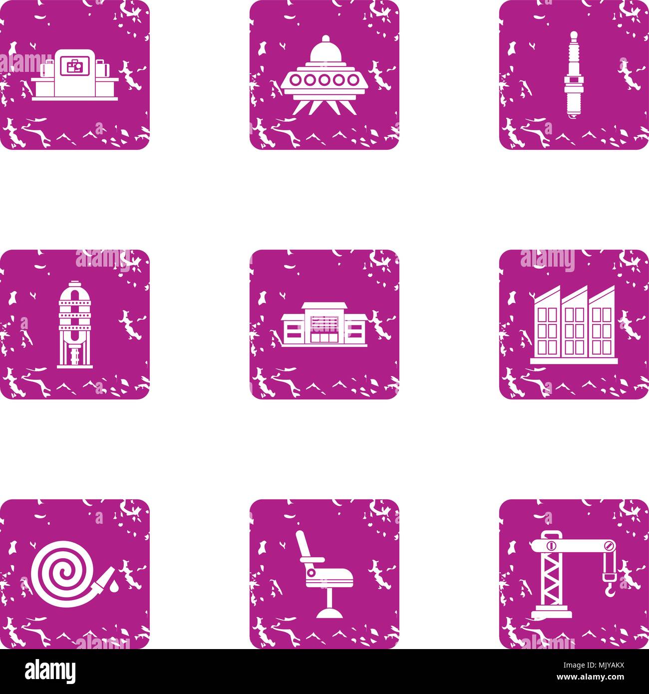 Fast construction icons set, grunge style Stock Vector