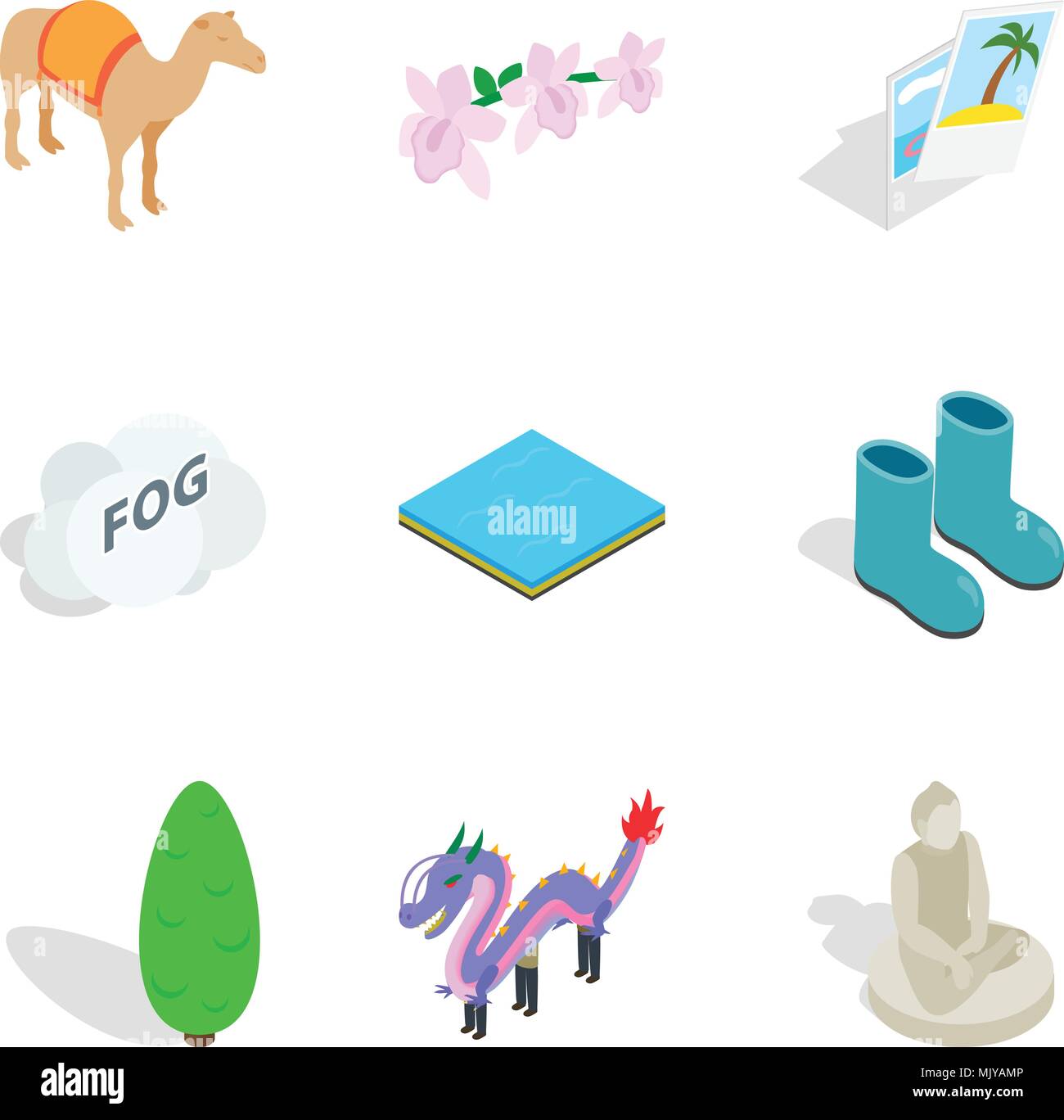 Zoological garden icons set, isometric style Stock Vector