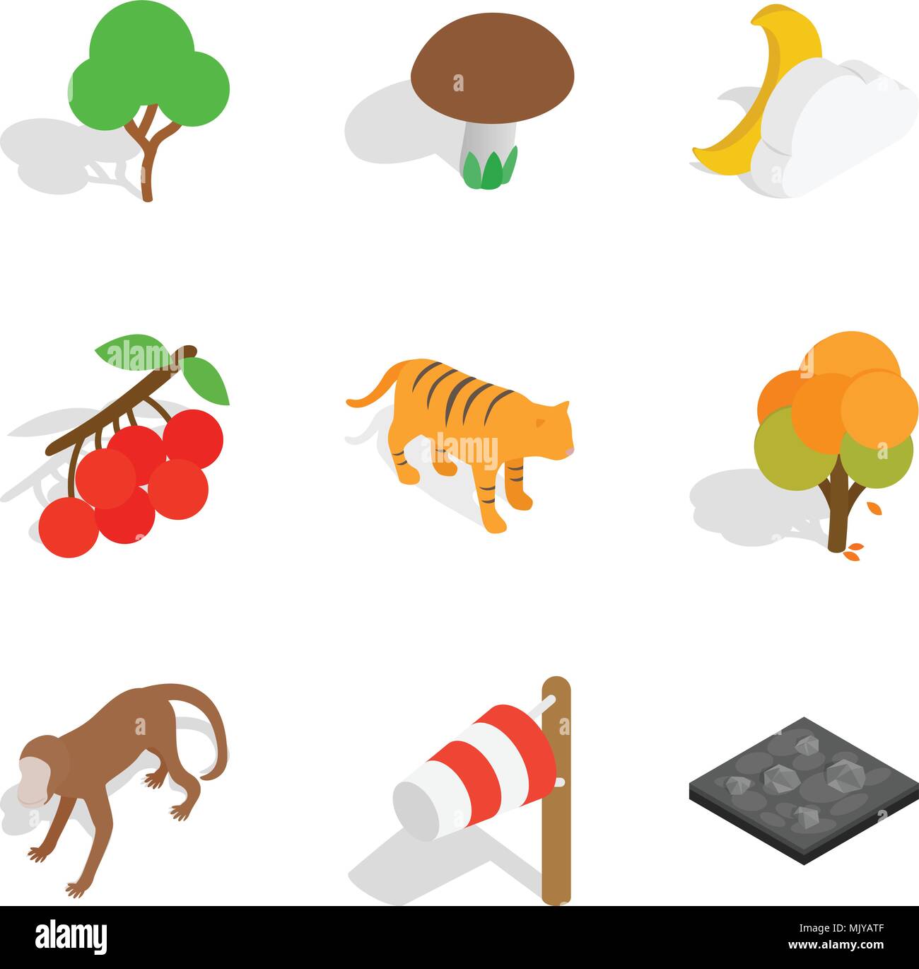 Zoological park icons set, isometric style Stock Vector