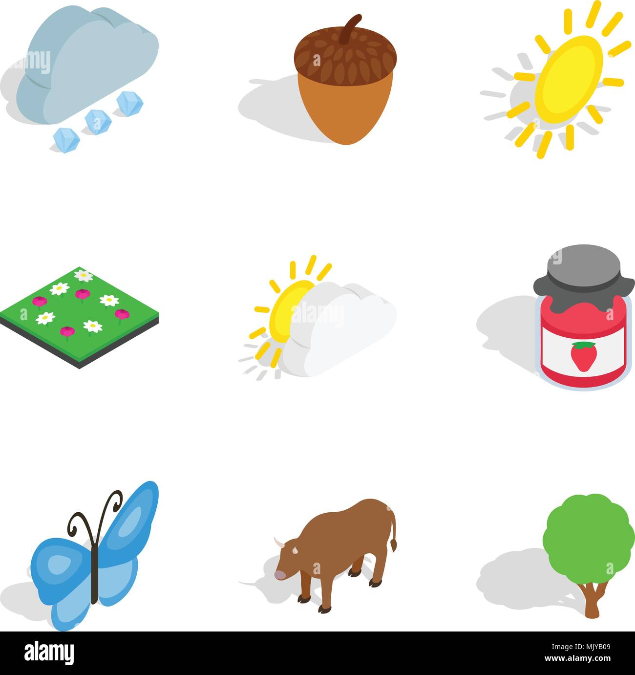 Zoology icons set, isometric style Stock Vector