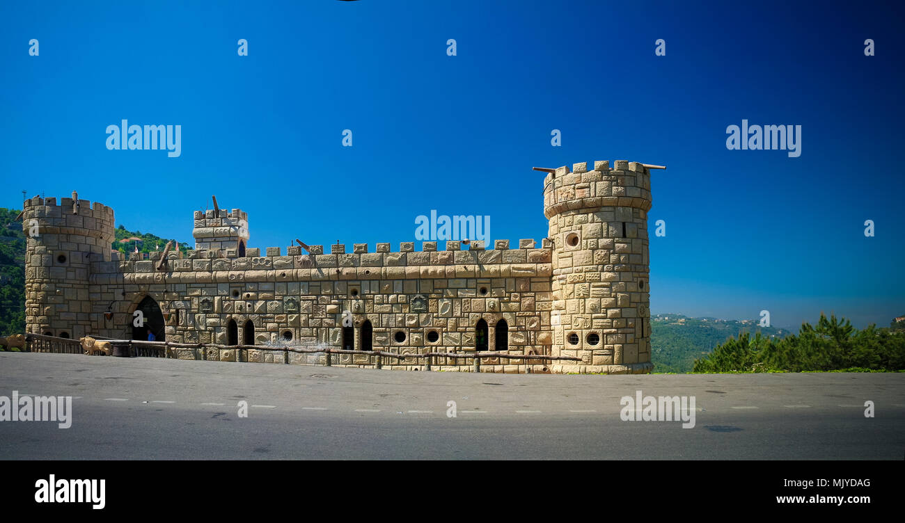 facade of Moussa Castle at Deir al Qamar in Lebanon Stock Photo