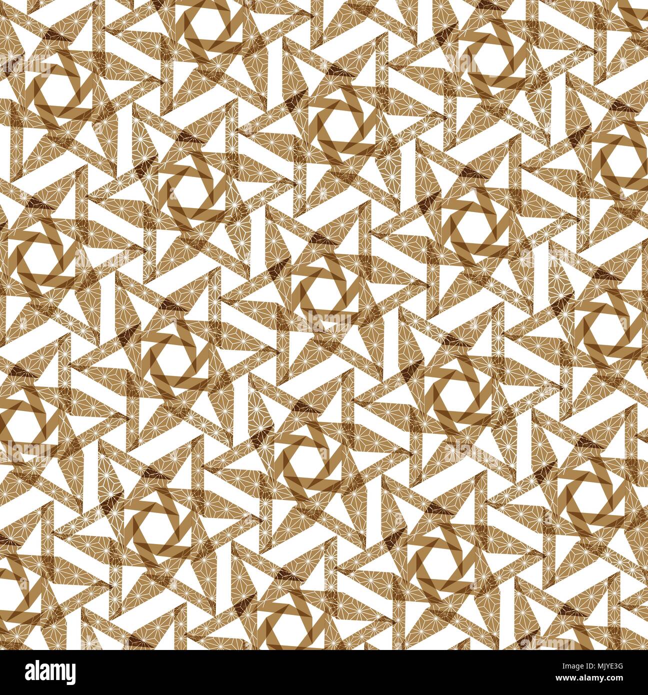 Japanese pattern vector. Gold geometric background with flower and star ...