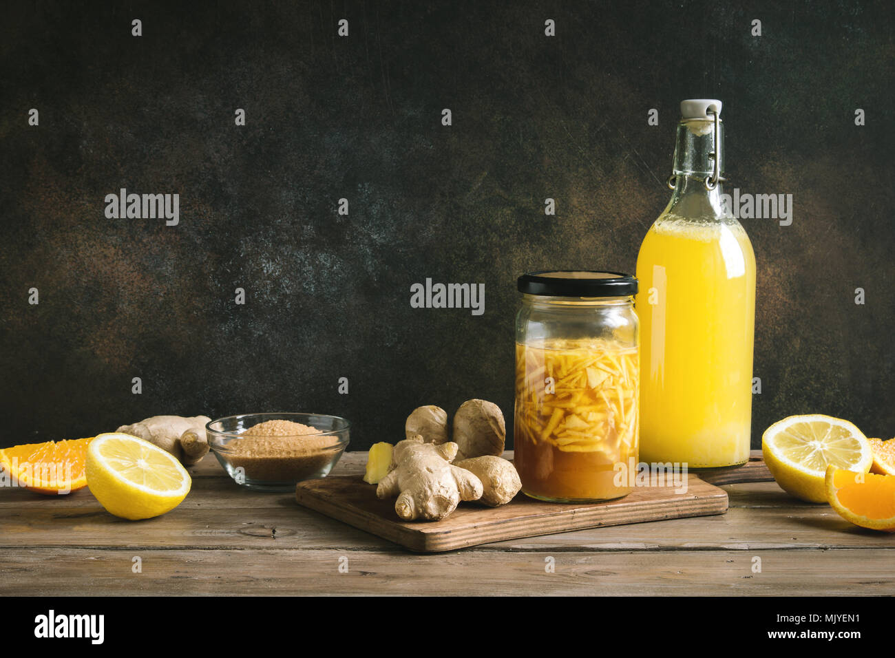 Ginger Bug Homemade Fermented Probiotic Soda, fruit and ginger organic drink Stock Photo Alamy
