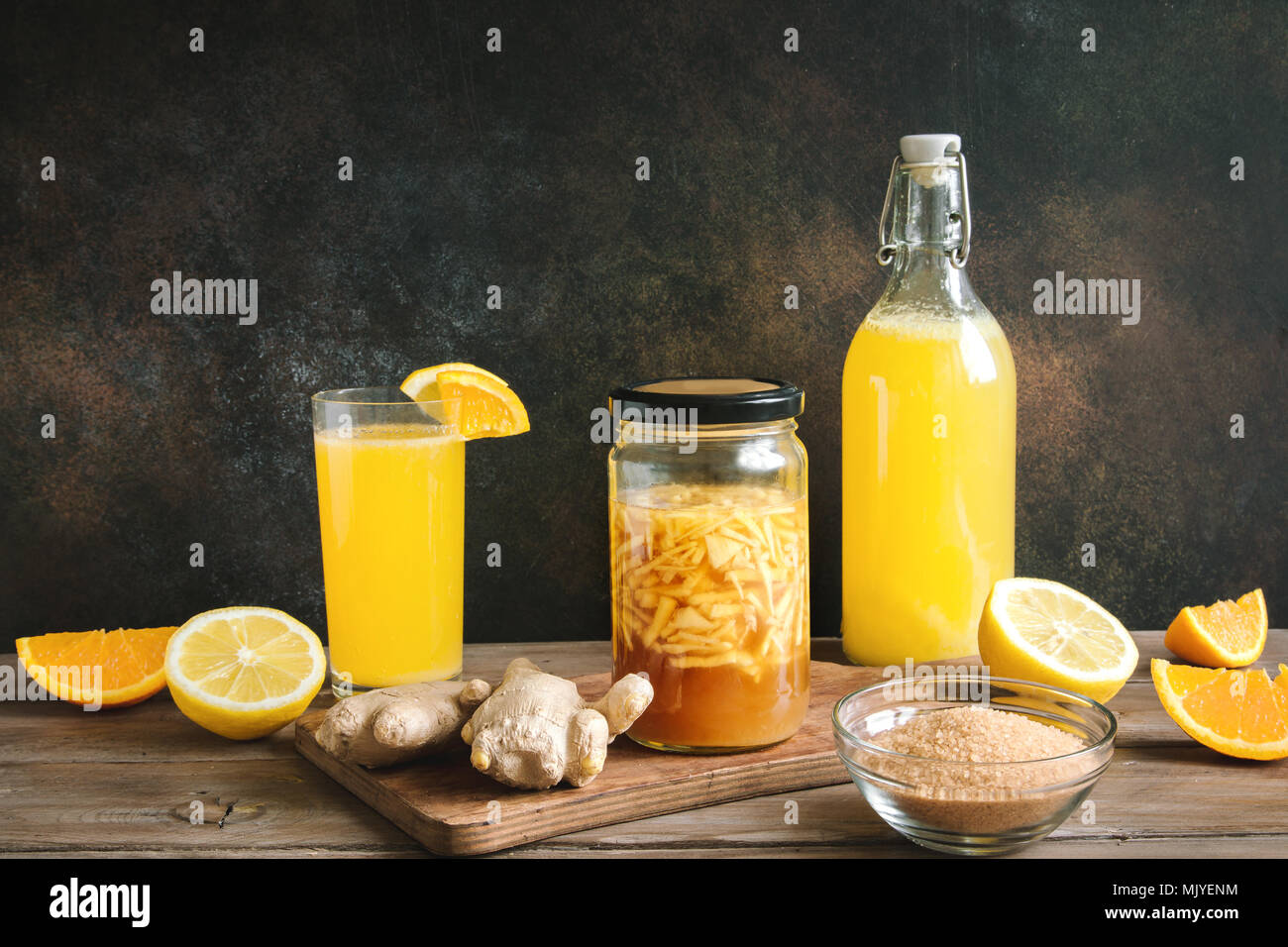 Ginger Bug Homemade Fermented Probiotic Soda, fruit and ginger organic drink Stock Photo Alamy