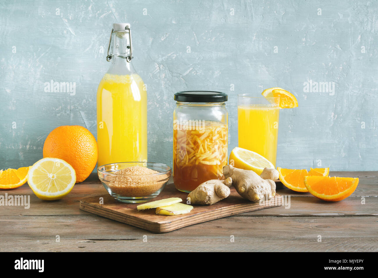 Ginger Bug Homemade Fermented Probiotic Soda, fruit and ginger organic drink Stock Photo Alamy