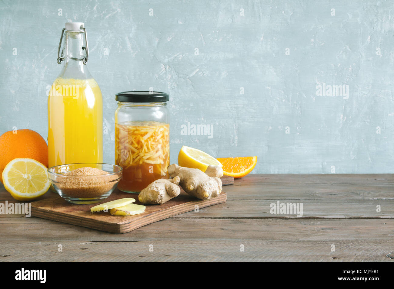 Ginger Bug Homemade Fermented Probiotic Soda, fruit and ginger organic drink Stock Photo Alamy