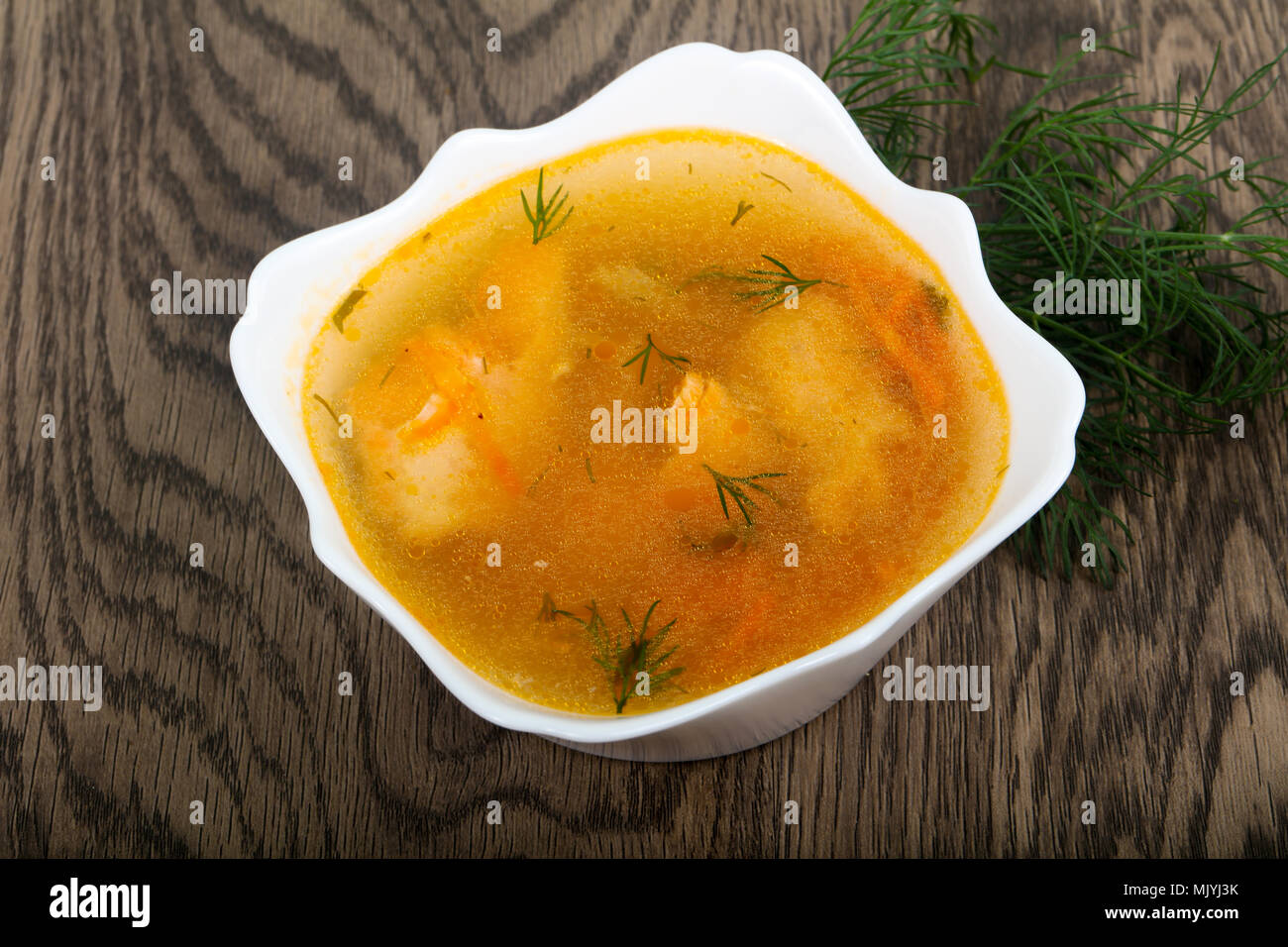 Salmon fish soup Stock Photo - Alamy